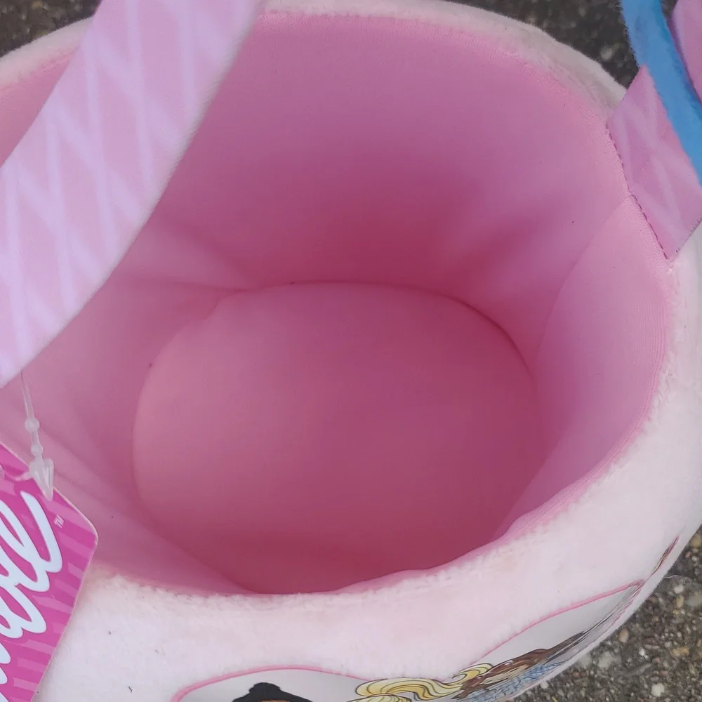 Barbie Pink Plush Basket Easter Halloween Carrier New